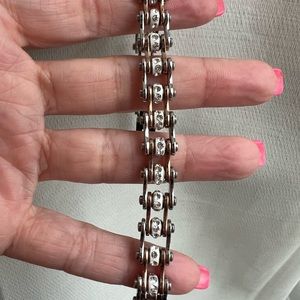 Silver and rose gold link bracelet